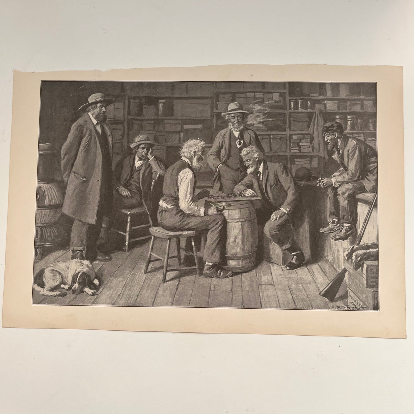 The Game Between the Squire and Postmaster - 1904 A.B. Frost Art Print V26-4