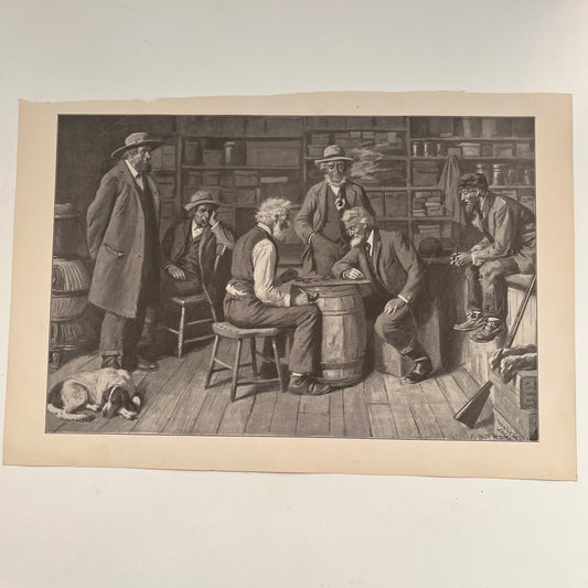 The Game Between the Squire and Postmaster - 1904 A.B. Frost Art Print V26-4