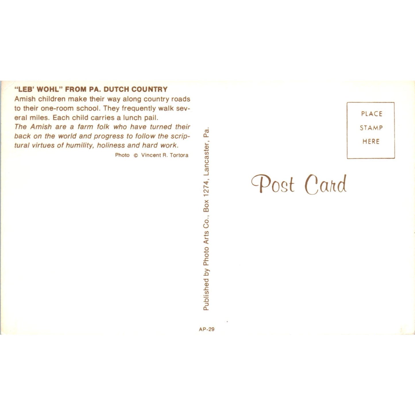 Leb' Wohl from Pennsylvania Dutch Country Postcard PD8
