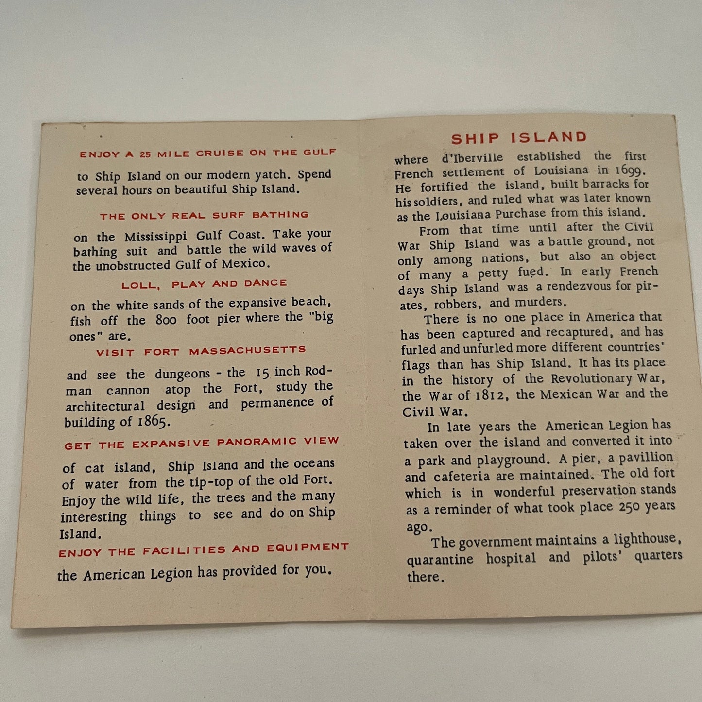 Visit Ship Island Via the Lysistrata Biloxi MS 1953 Brochure AG8-H1