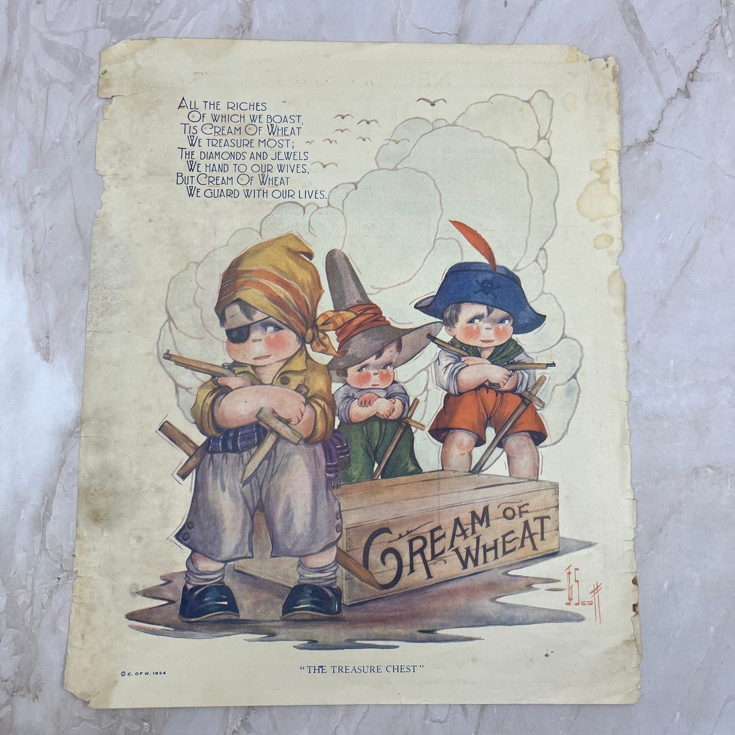 1924 Cream of Wheat Pirates John J. Scott 10x13 Magazine Advertisement FL6-7