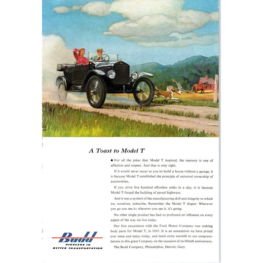The Budd Company Ford Model T Parts Automobile Car - Vintage Magazine Ad D20