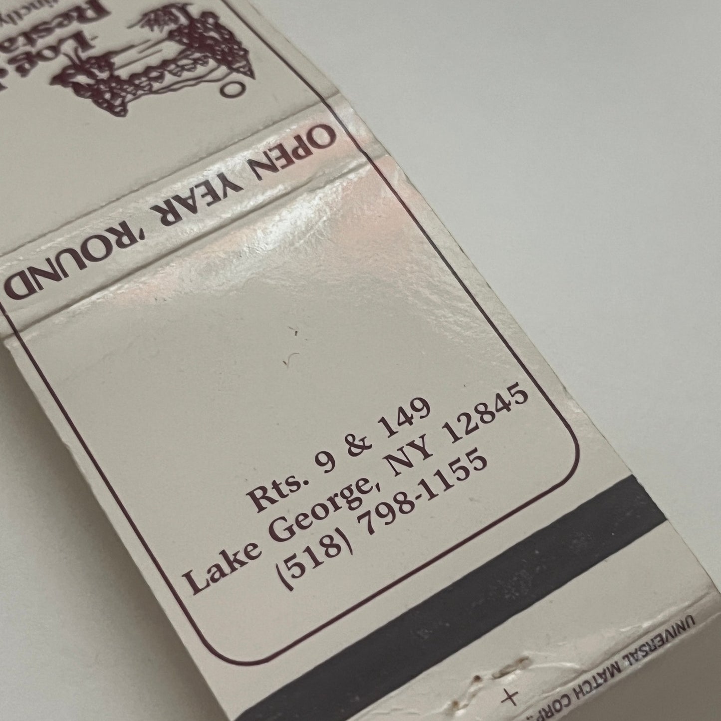 Log Jam Restaurant Lake George NY Vintage Matchbook Cover TB8-MB2-1