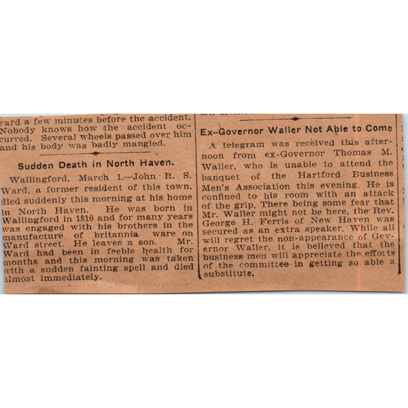 Hartford Monumental Works Headstones Breen's Corner 1901 Newspaper Ad AD8-H2