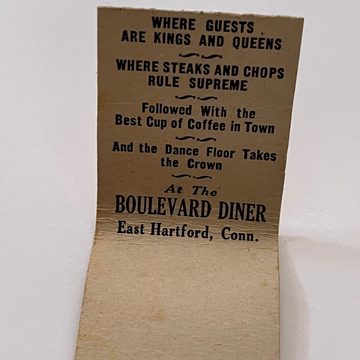 Boulevard Diner East Hartford CT Vintage Matchbook Cover TB6-MB1-6