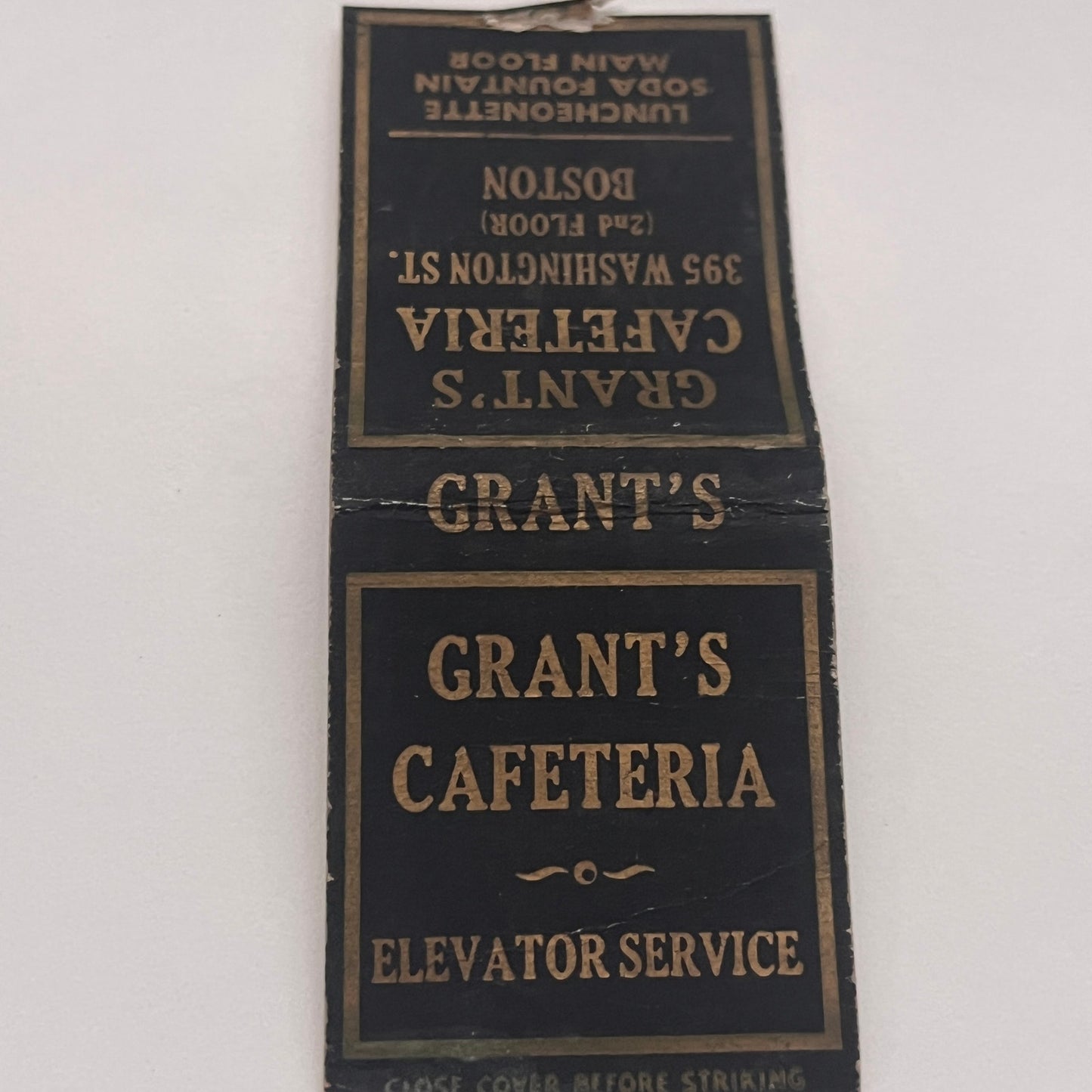 Grant's Cafeteria 395 Washington St Boston MA Vintage Matchbook Cover TB8-MB2-3