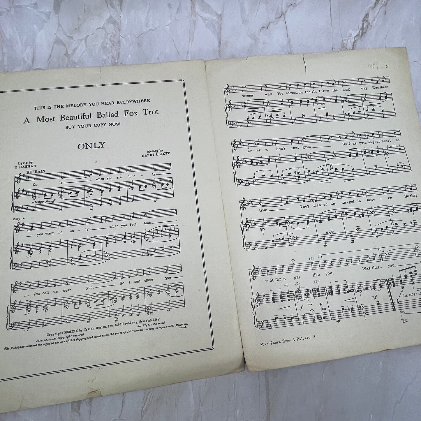 1919 Was There Ever a Pal Like You - Irving Berlin Sheet Music FL6-5