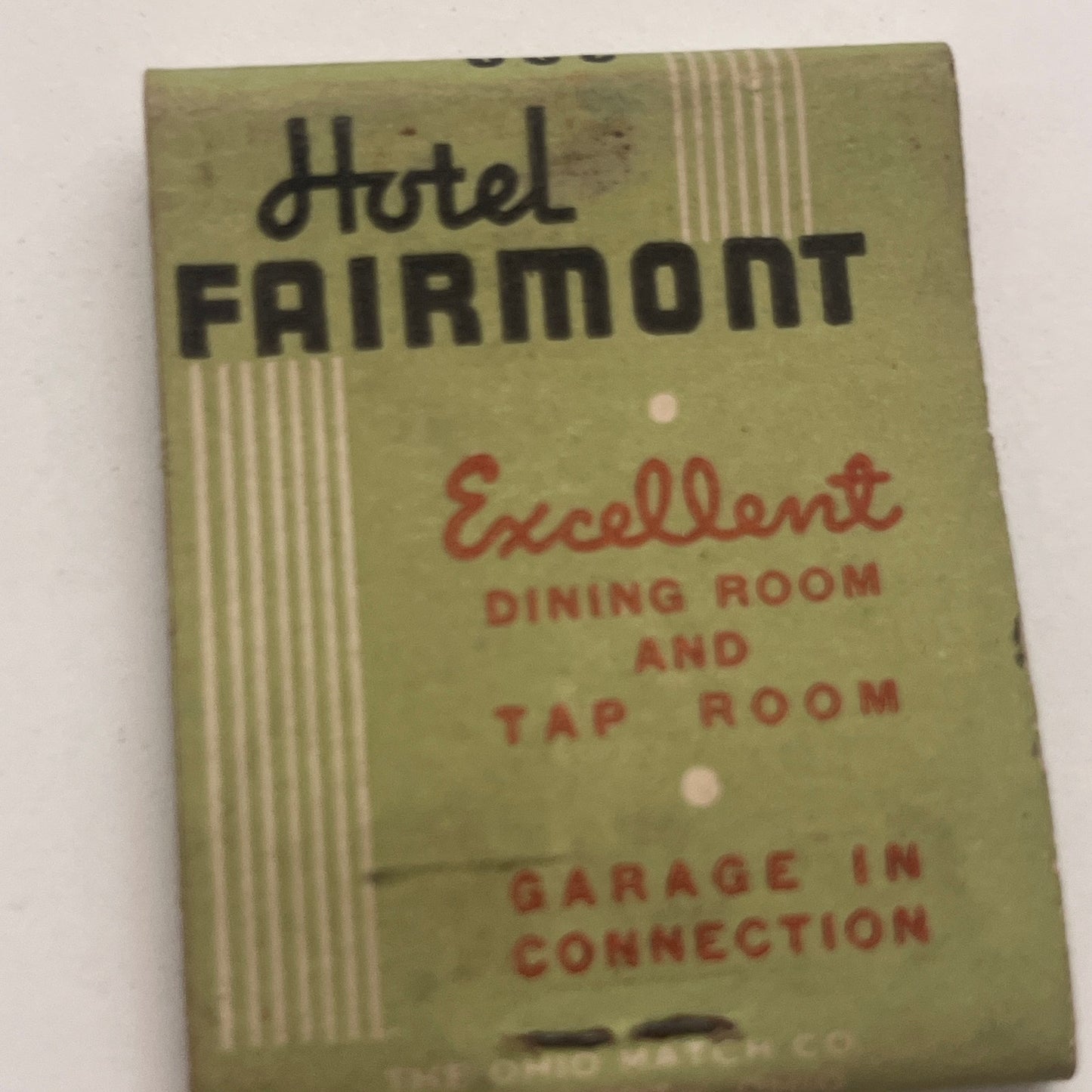 Hotel Fairmont Edward D Miller West Virginia Vintage Matchbook Cover TB8-MB2-5