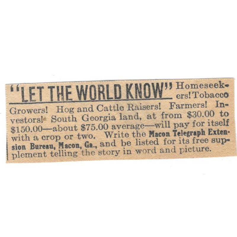 Macon Telegraph Extension Bureau Macon Georgia 1920 Ad AG2-S2
