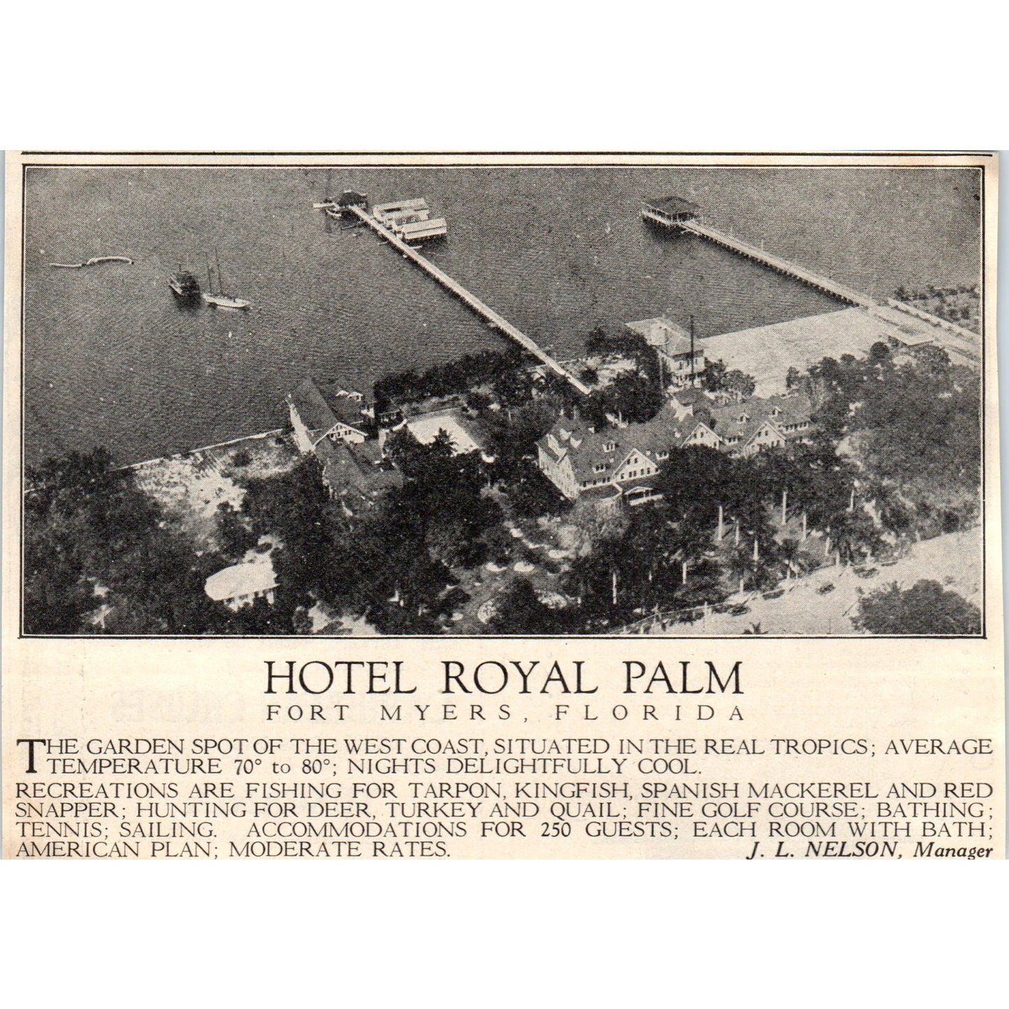 Hotel Royal Palm Fort Myers Florida 1924 Magazine Ad AF2-A1