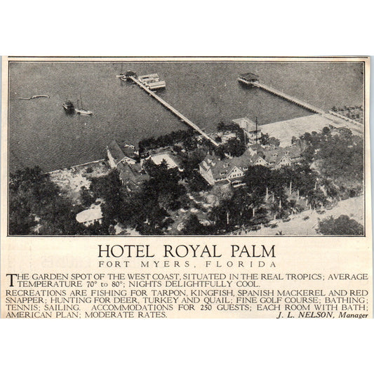 Hotel Royal Palm Fort Myers Florida 1924 Magazine Ad AF2-A1
