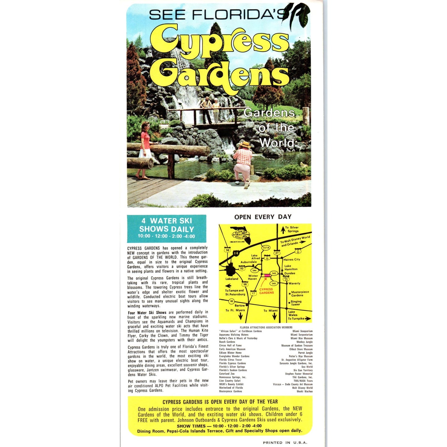 1980s Cypress Gardens Florida Tourist Travel Leaflet TF4-BA