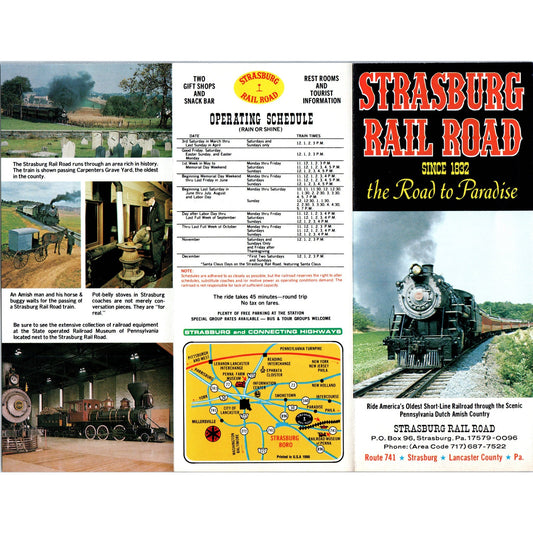 1970s Strasburg Railroad Road to Paradise PA Travel Brochure TF4-BB