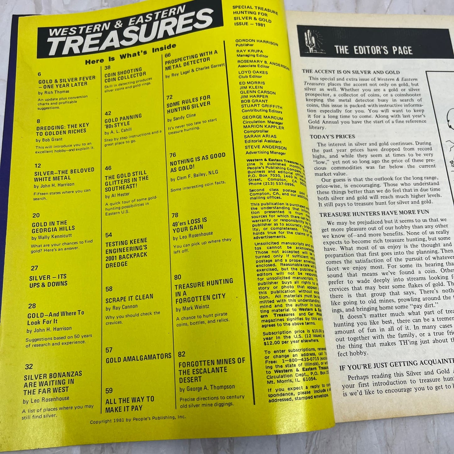 1981 Western & Eastern Treasures' Silver & Gold Magazine Treasure Hunting M20
