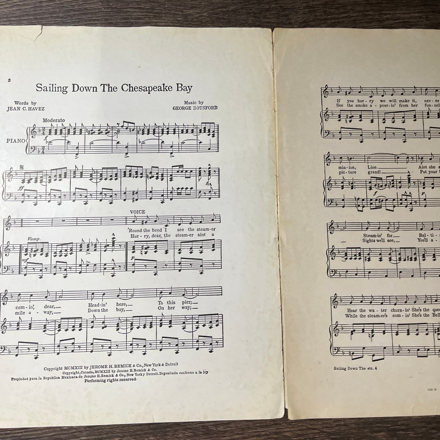 Sailing Down the Chesapeake Bay Jean Havez George Botsford 1908 Sheet Music V13