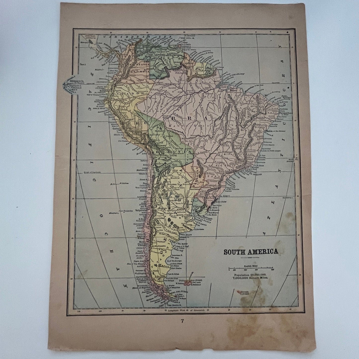 Map of Maine and South America 1894 Map SV1-6