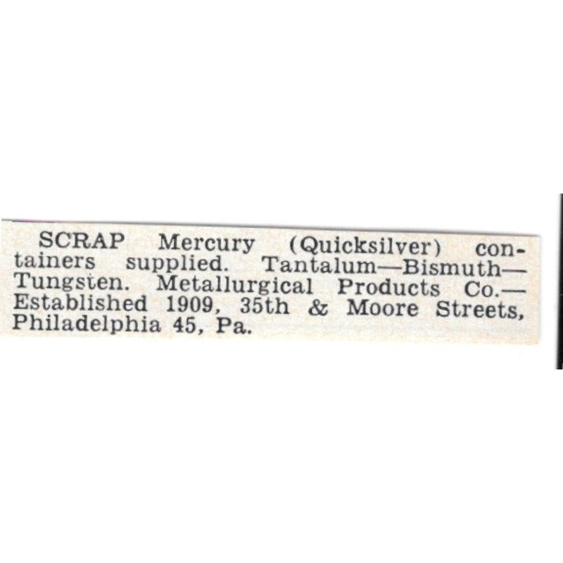 Metallurgical Products Co Philadelphia PA 1955 Ad AG1-S2