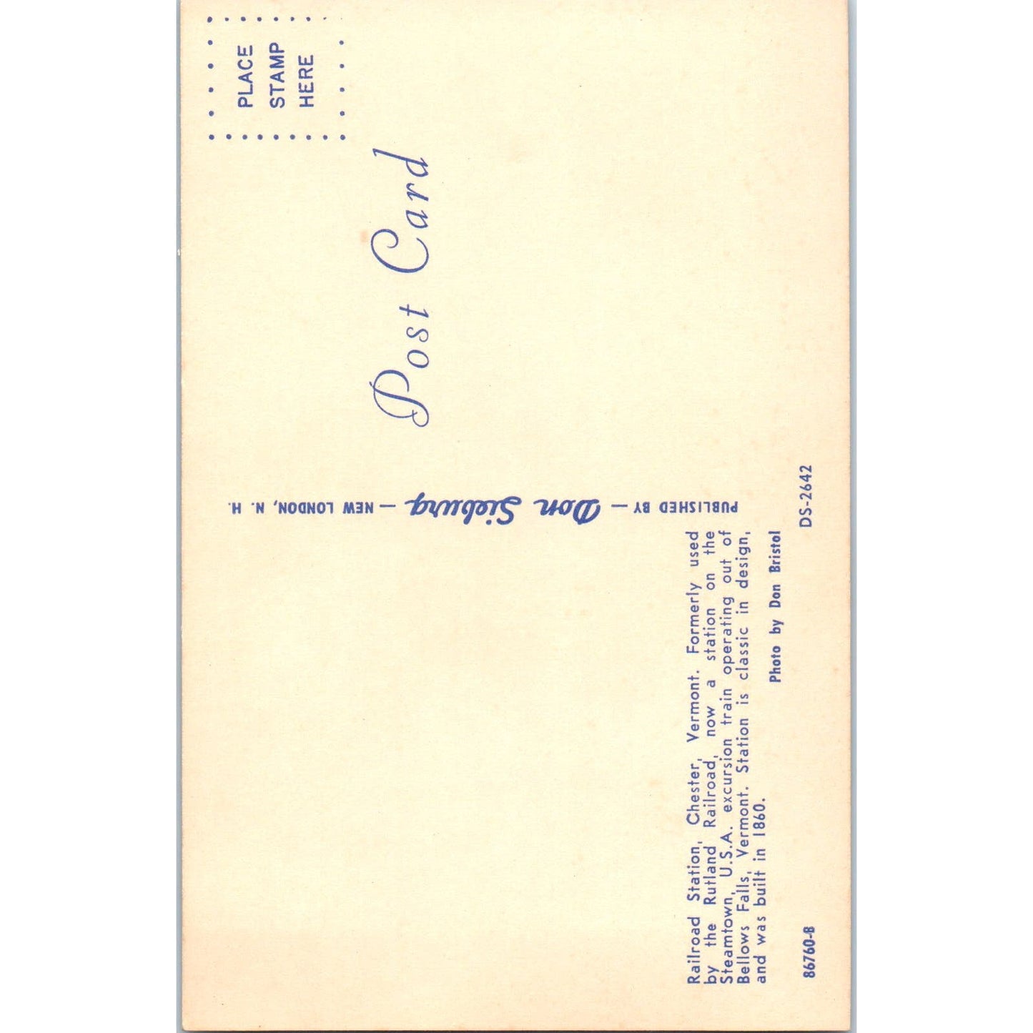 Rutland Railroad Station Chester Vermont Vintage Postcard PD1