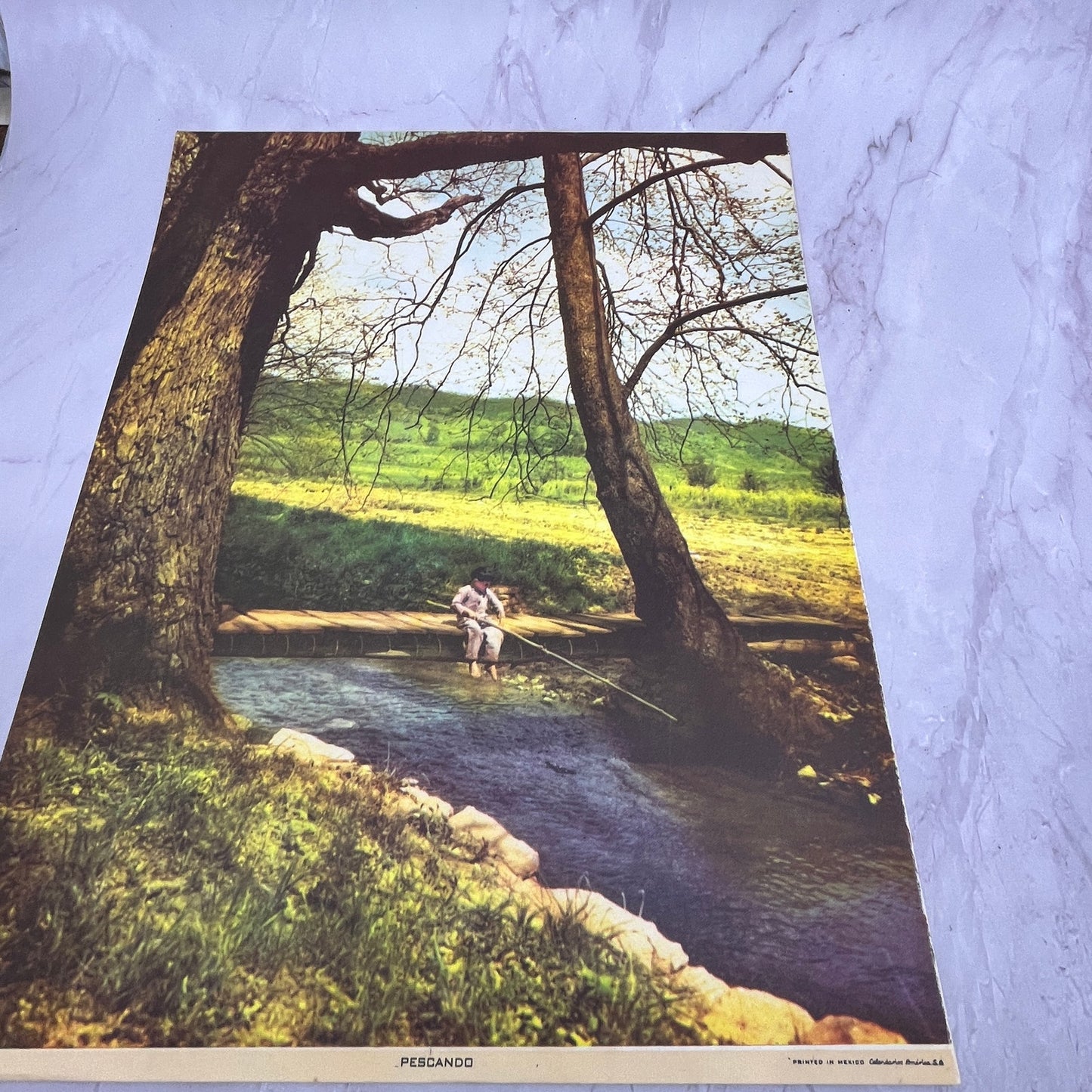 Pescando Boy Fishing Vintage Mexican 12x14" Art Print V21