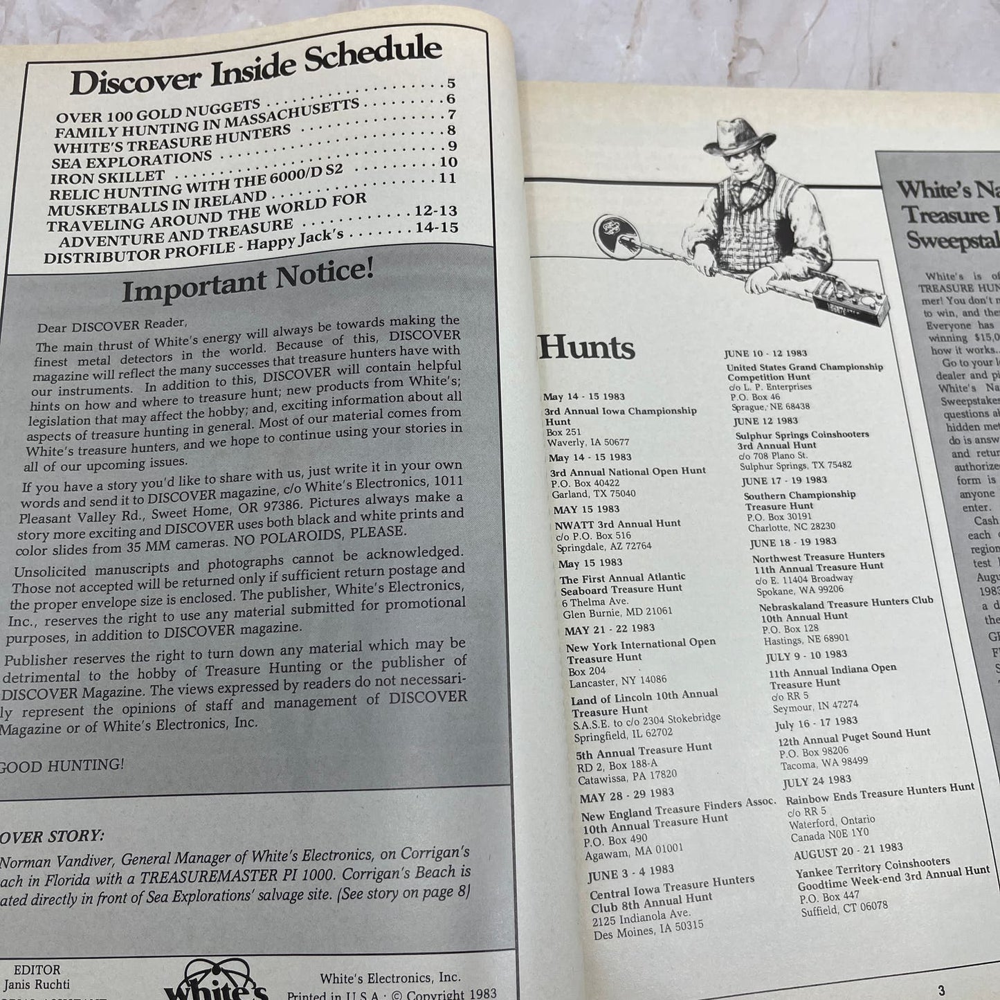 1983 Vol I White's Electronics Discover Newsletter Metal Detectors M19