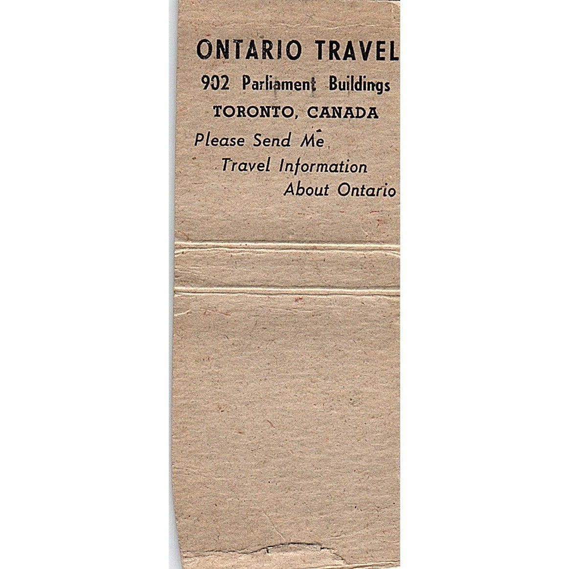 Ontario Travel Toronto Canada Vintage Matchbook Cover SC7-Y5