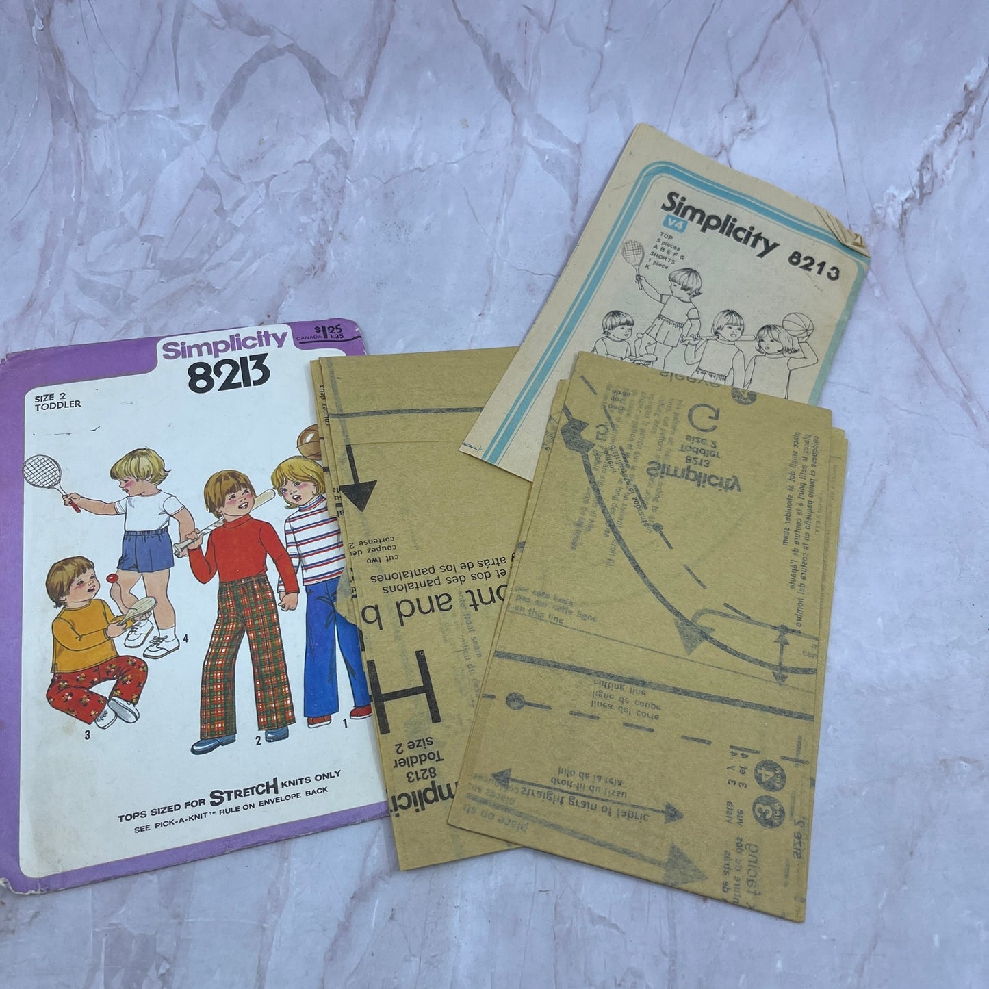 Simplicity 8213 Girl Boy Top Pants Shorts Pattern Size 2 Toddler 1970s Retro TF4