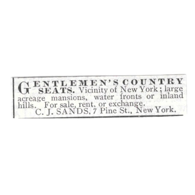 NY Gentlemen's County Seats C.J. Sands NY 1903 Ad AF8-S40