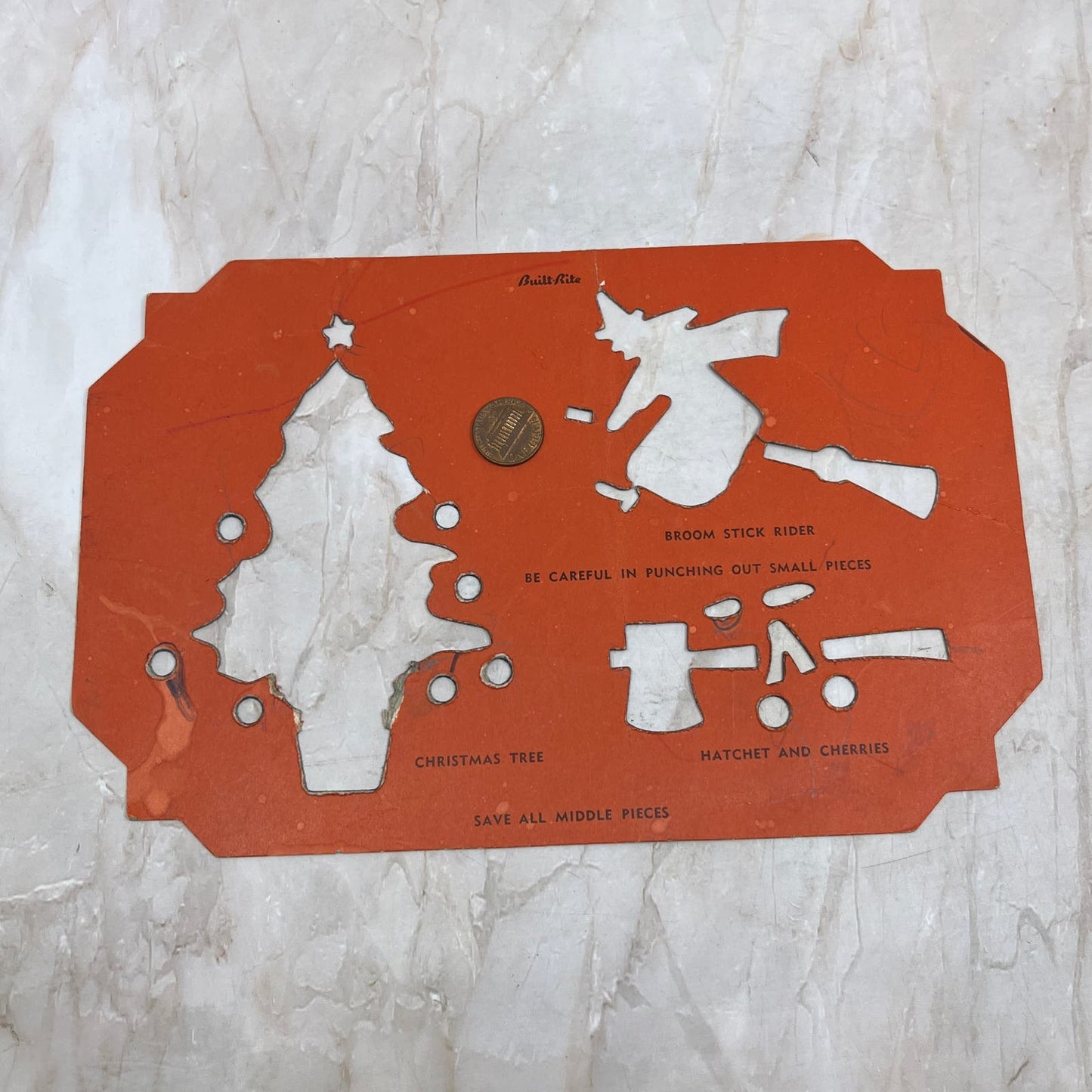 Built-Rite Stencils - Christmas Tree Witch and Broom Hatchet and Cherries TI8-S5