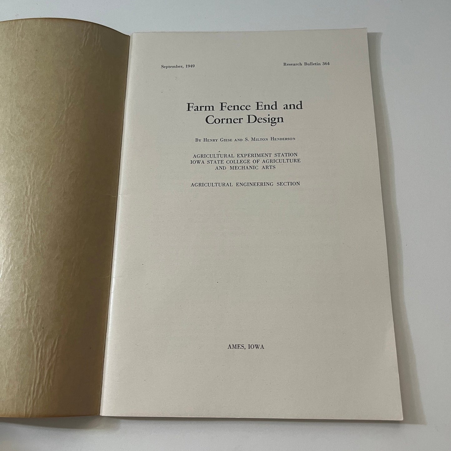 Farm Fence End & Corner Design 1949 Ames IA Research Bulletin Booklet TK2-XB1