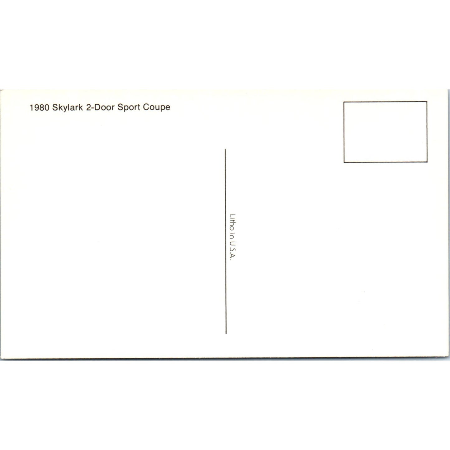 1980 Buick Skylark 2-Door Sport Coupe Silver Vintage Postcard PC11