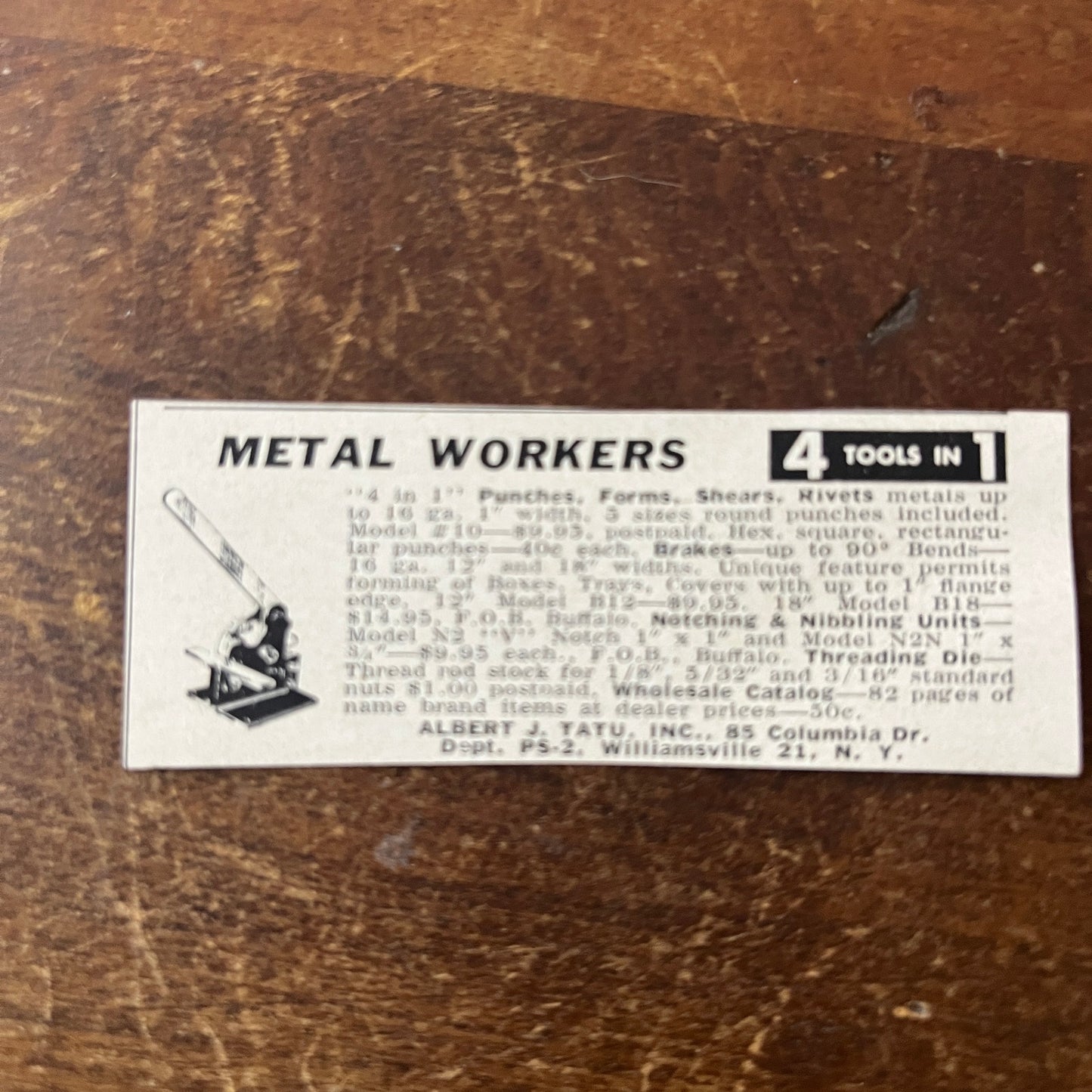 Albert J Tatu Inc Metal Workers Williamsville NY 1955 Ad AF9-S9