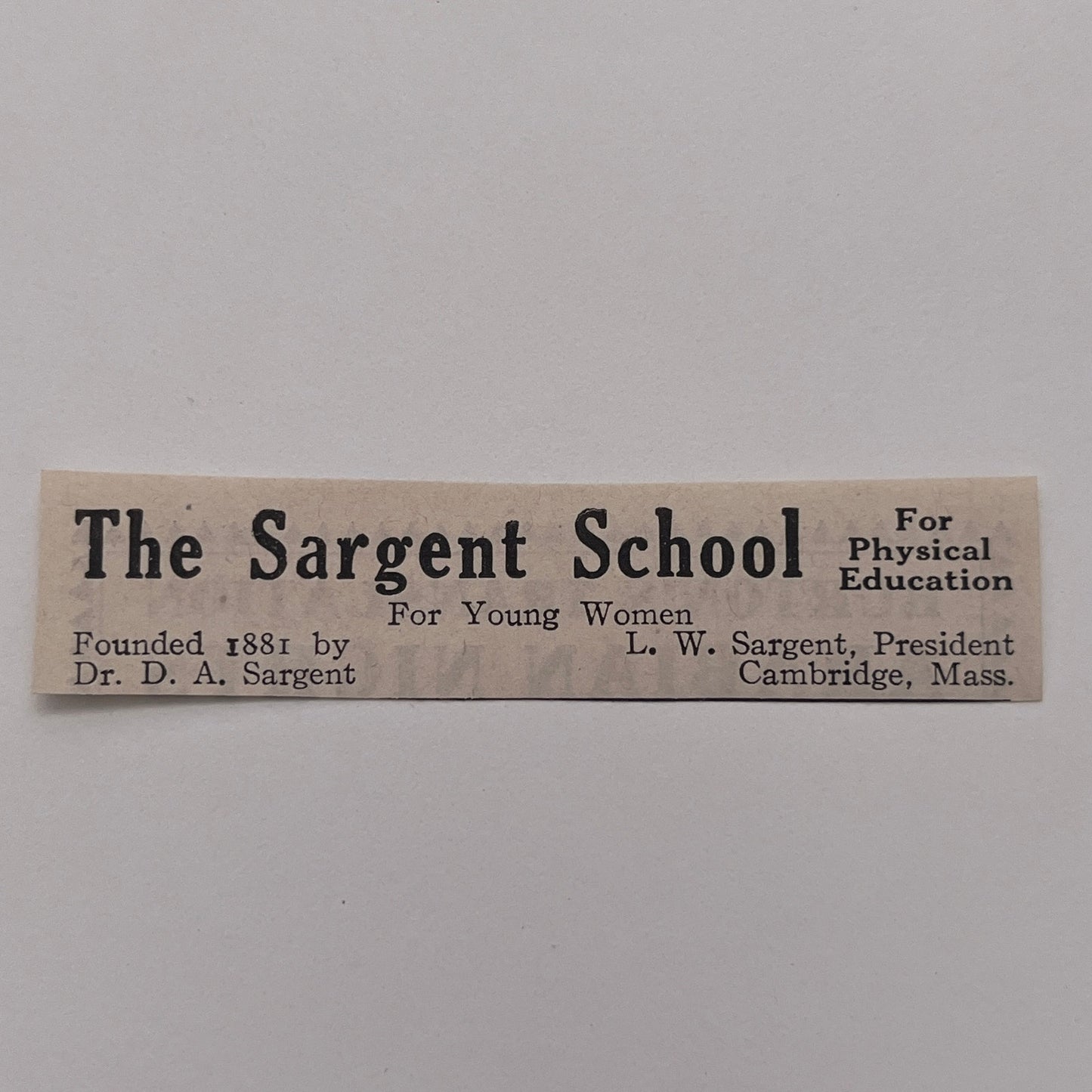 The Sargent School for Young Women L.W. Sargent Cambridge MA 1926 Ad AG3-S8