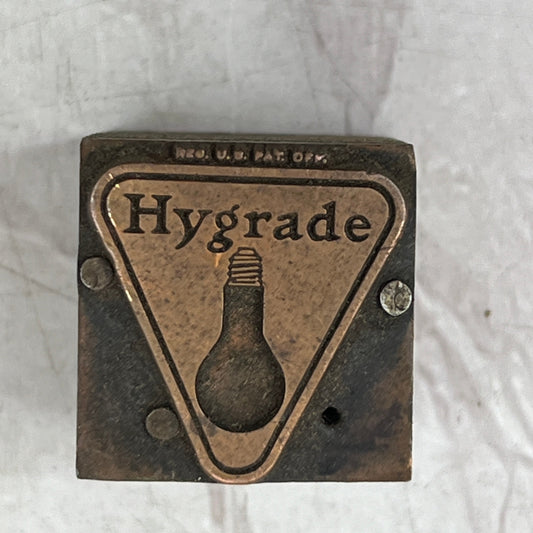 Retro Hygrade Logo Copper Vintage Letterpress Printers Block Plate SF5