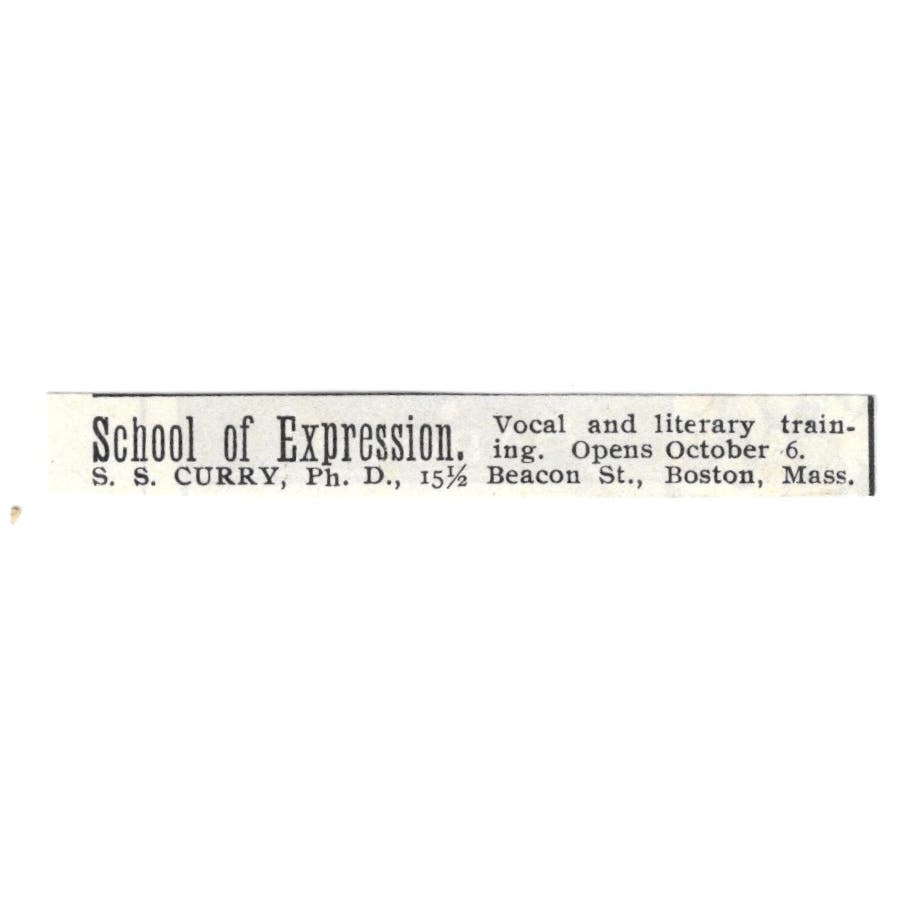 School of Expression S.S. Curry Boston MA c1890 Victorian Ad AE8-CH12