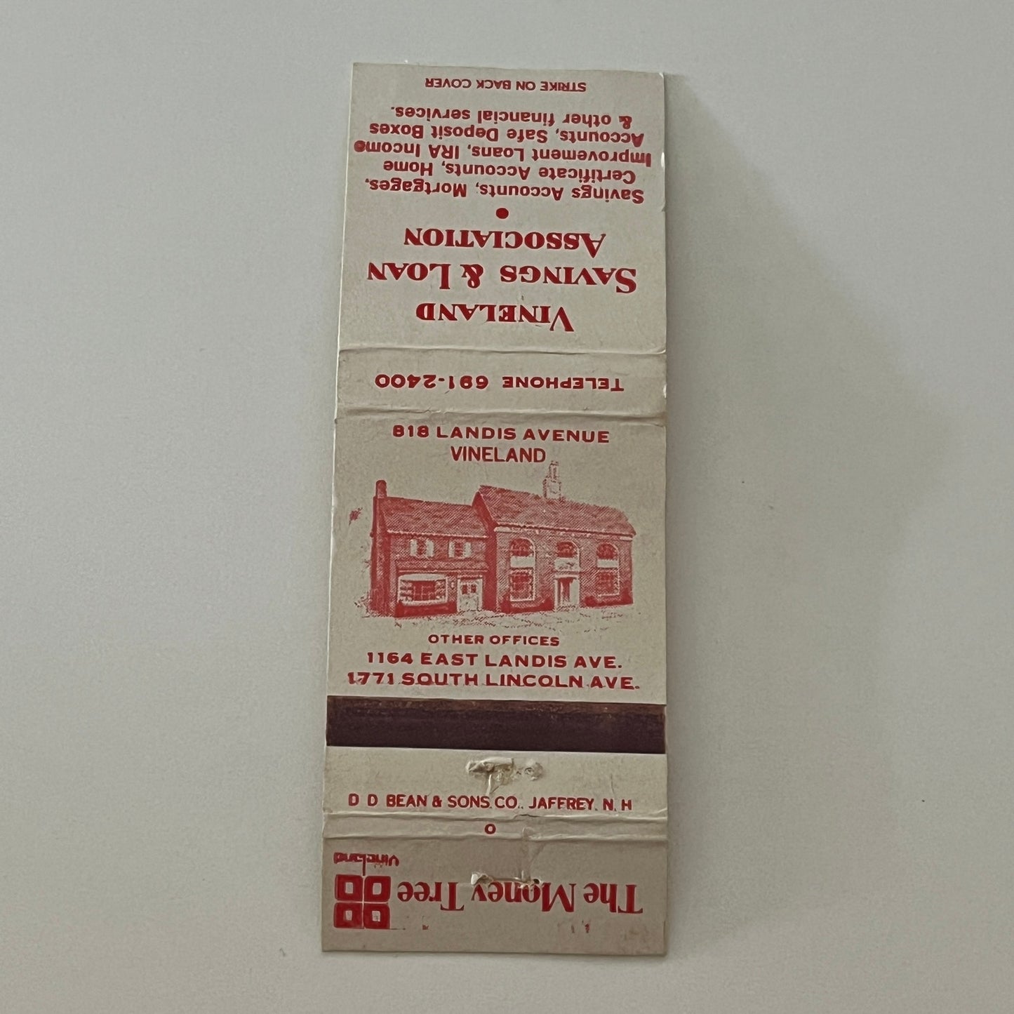 Vineland Savings & Loan Association East Landis Ave Matchbook Cover TB6-MB2-4