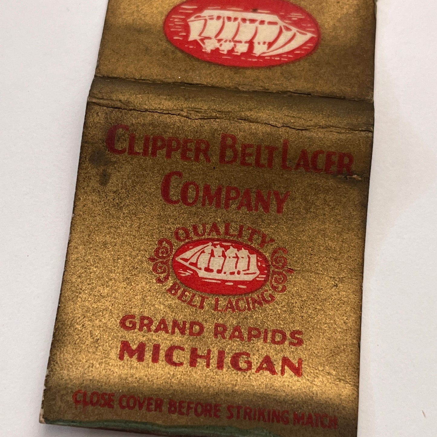 Clipper Belt Lacer Company Grand Rapids MI Vintage Matchbook Cover TB8-MB-15