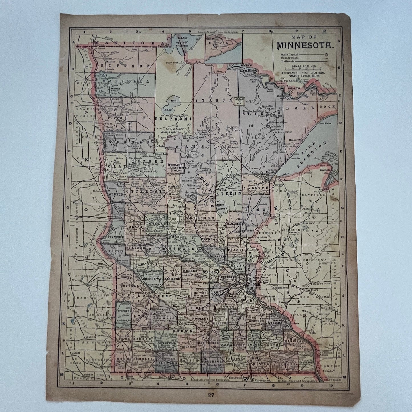 Map of Minnesota and Wisconsin 1894 Map SV1-6