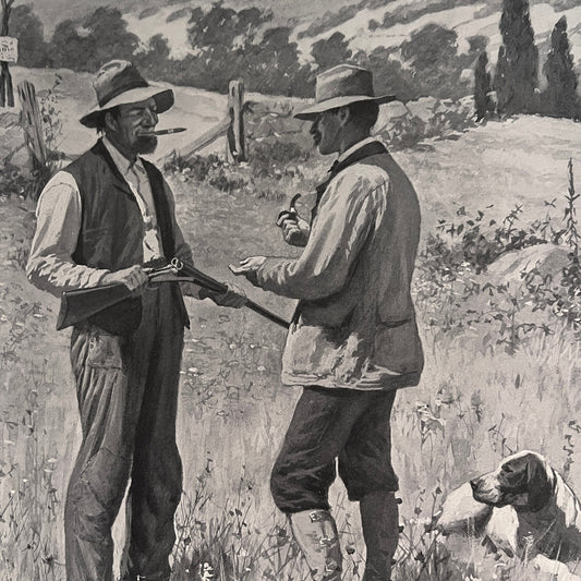 Getting 'Round the Old Man - Hunting - Original 1904 A.B. Frost Art Print V26-4