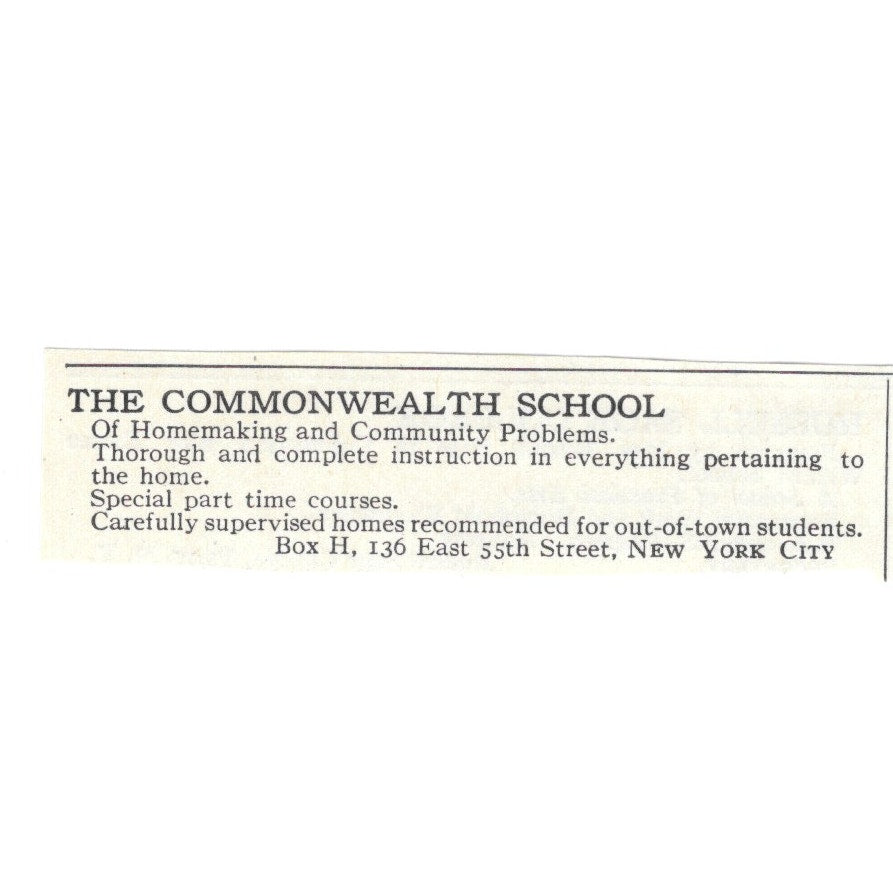 The Commonwealth School 136 E 55th St, NY c1920 Harper’s Magazine Ad SAG4-S5