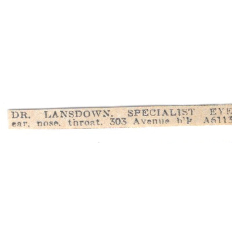 Dr Lansdown Eye Ear Nose Throat 303 Avenue Winnipeg 1920 Ad AG2-S6