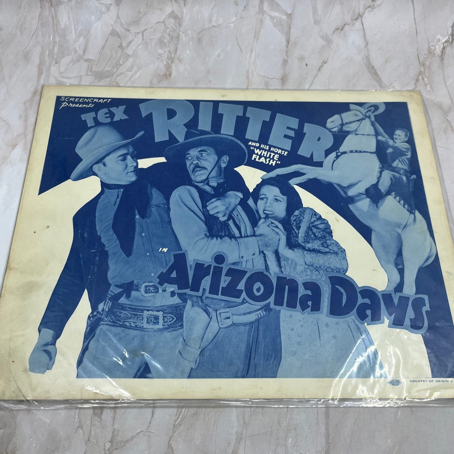 Vintage Tex Ritter Arizona Days Western Movie Lobby Card FL6-2