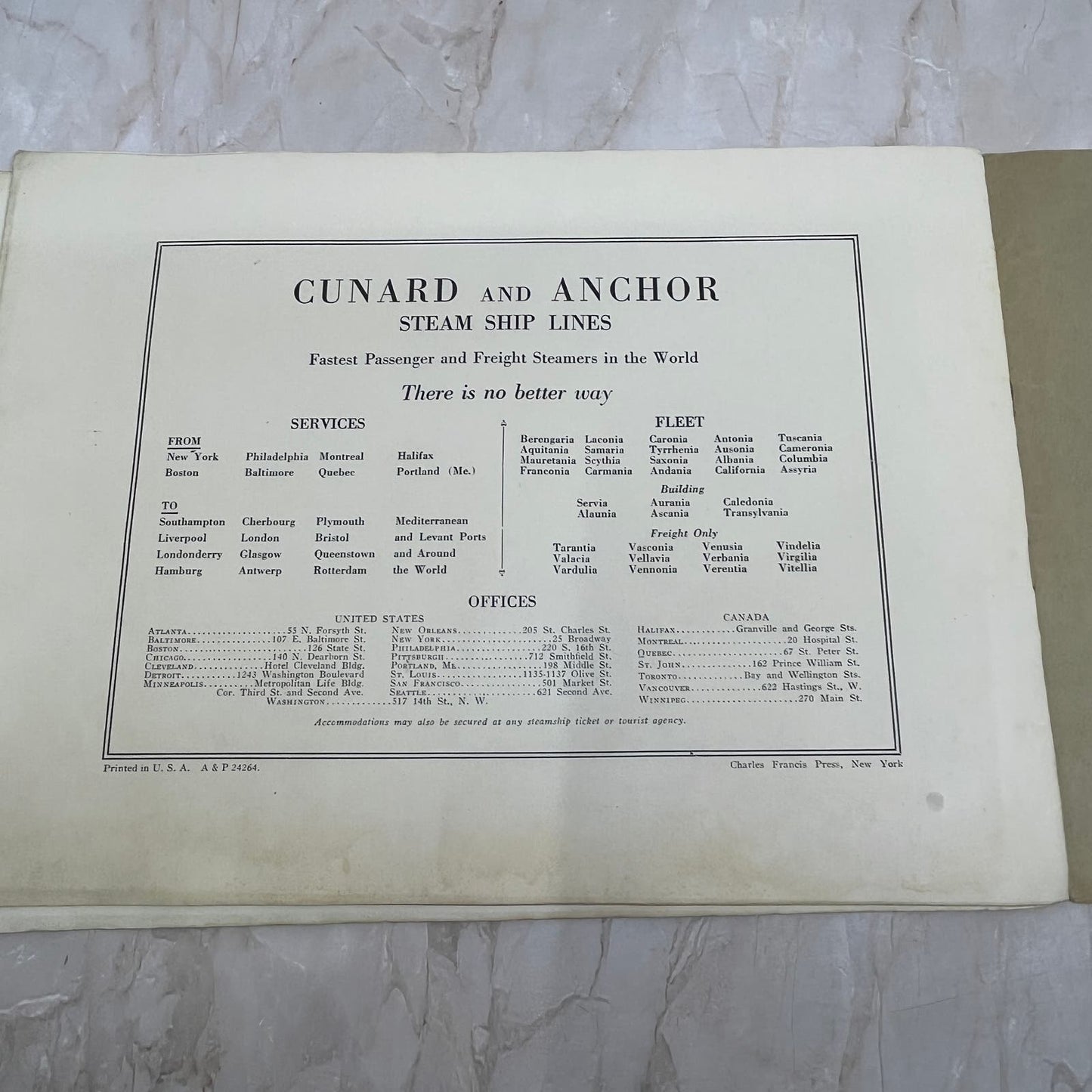 1922 Franconia The New Cunarder Ocean Liner Souvenir Book TI8-S8