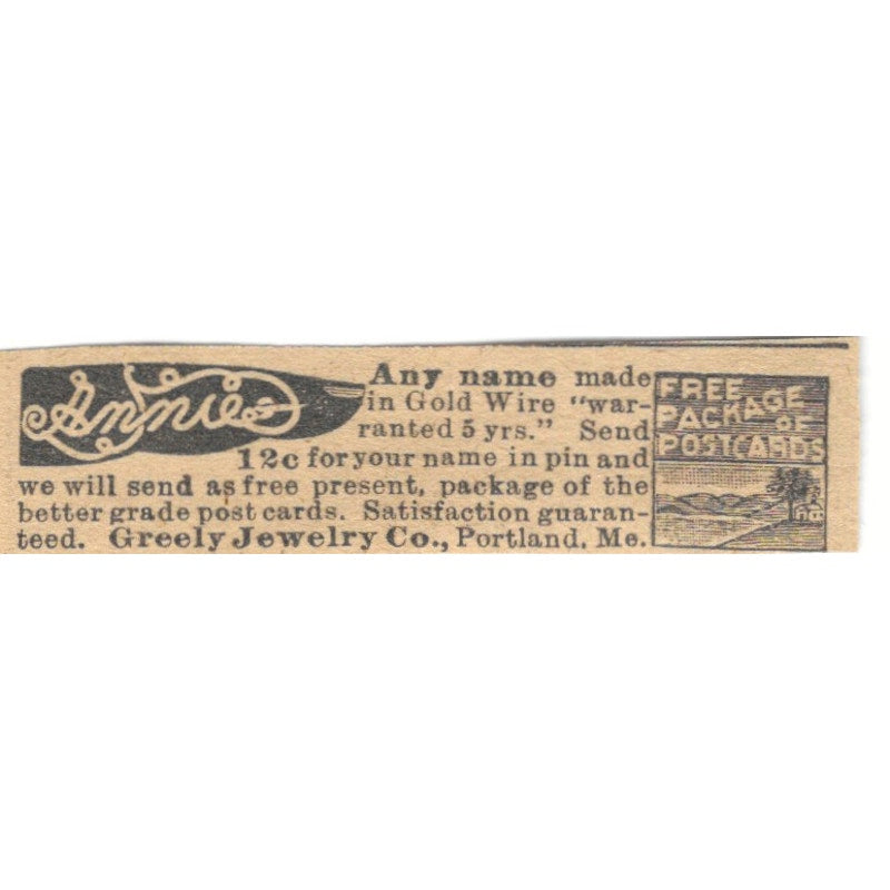 Annie's Greely Jewelry Co Portland Maine 1910 Magazine Ad AF1-SS6