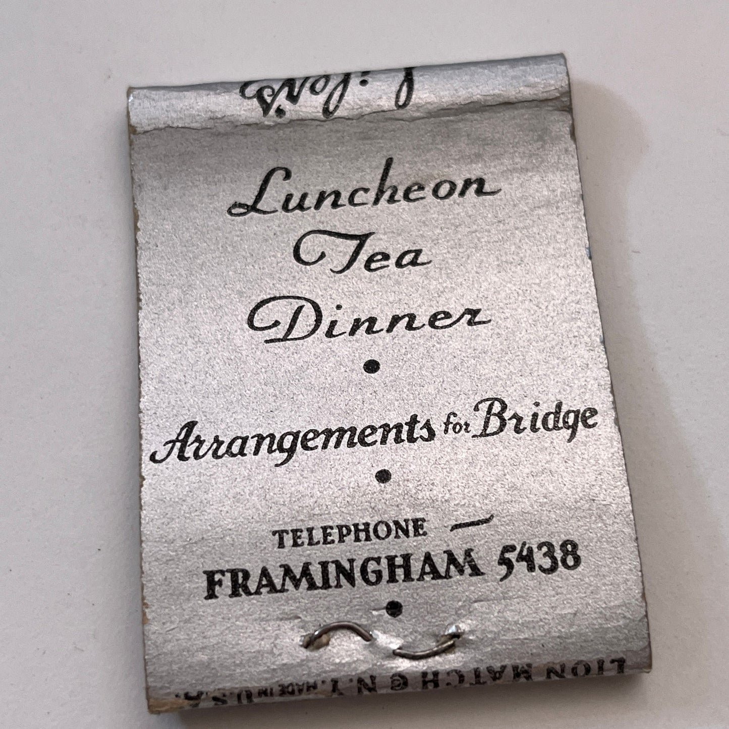 The 1812 House Framingham Centre MA Vintage Matchbook Cover TB8-MB3-5