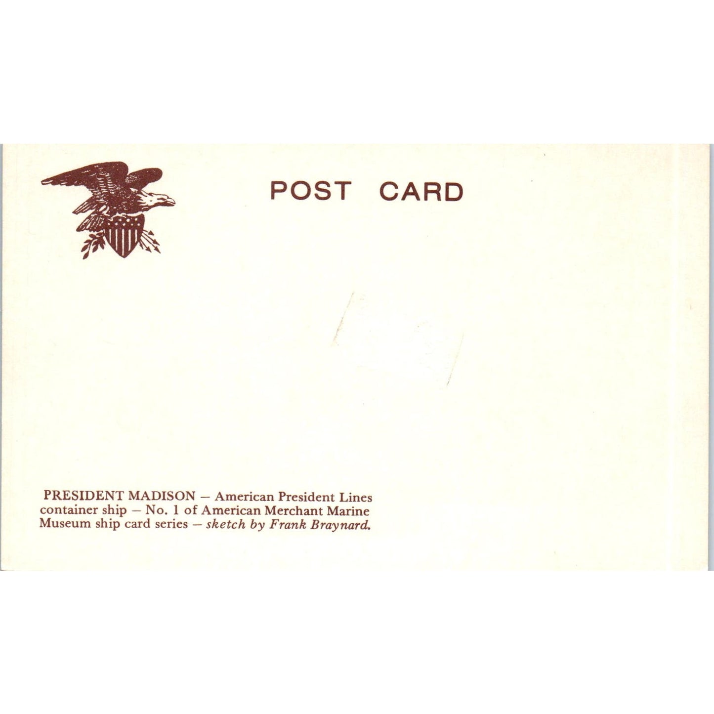 President Madison American President Lines Container Ship Vintage Postcard PC17