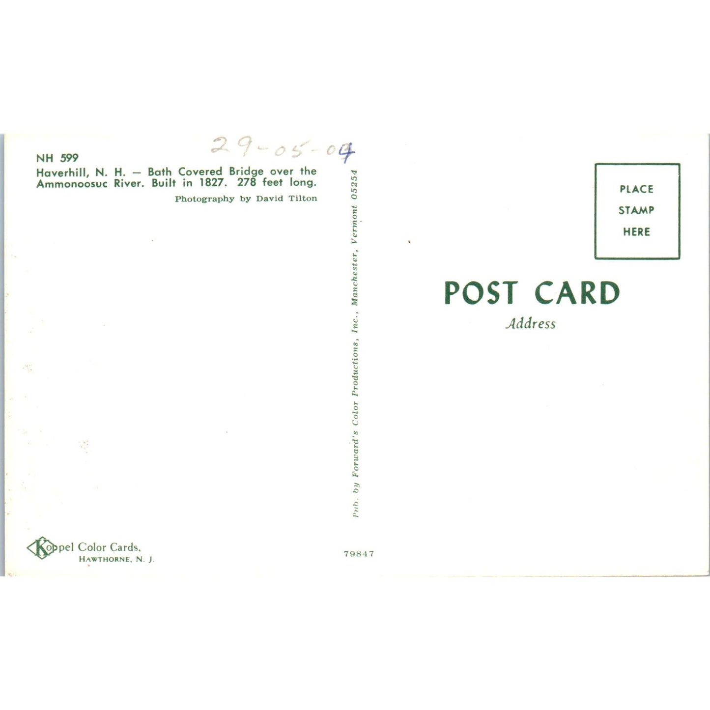 Haverhill NH Ammonoosuc River Bath Covered Bridge Postcard PC3