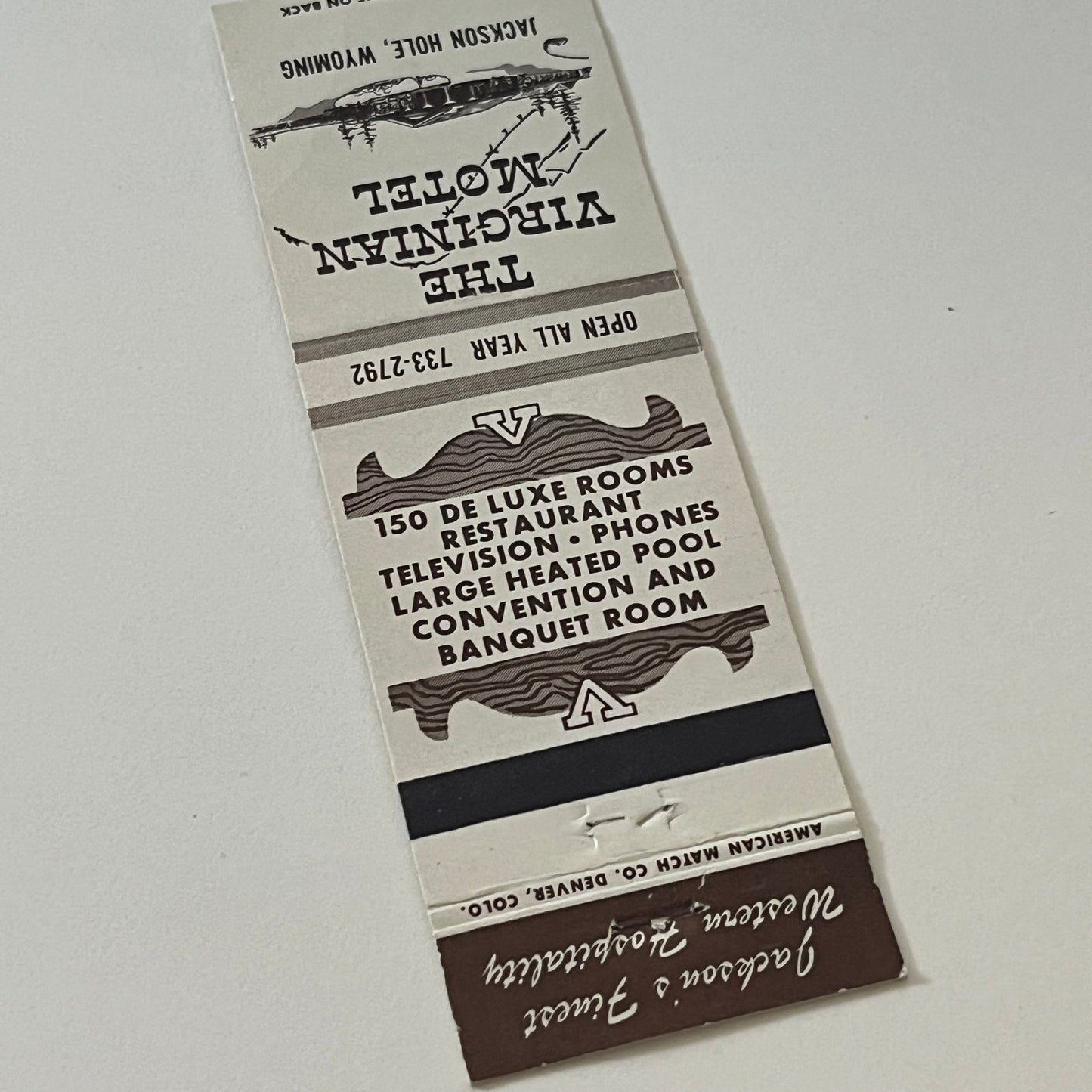 The Virginian Motel Jackson Hole Wyoming Vintage Matchbook Cover TB6-MB2-6