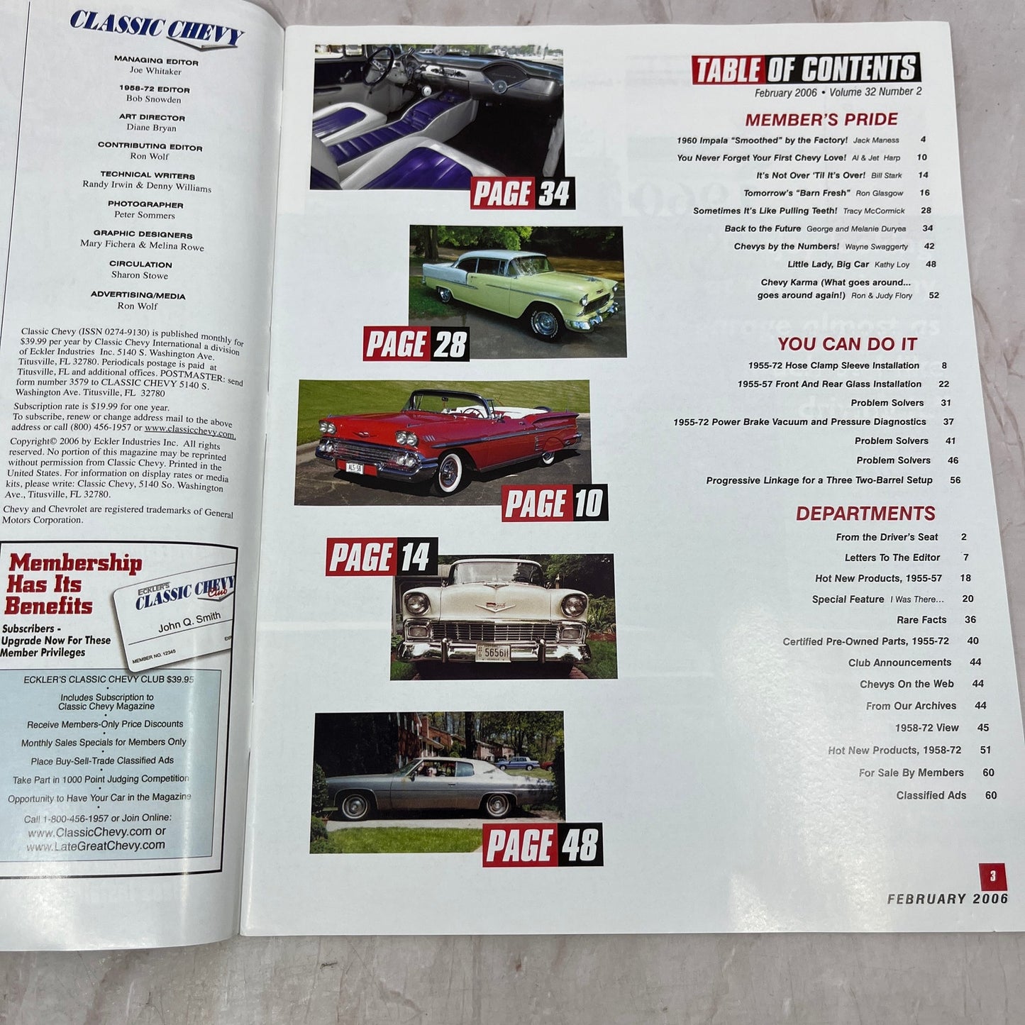 Windshield & Rear Glass '55, '56, '57 Classic Chevy World Magazine Feb 2006 M29