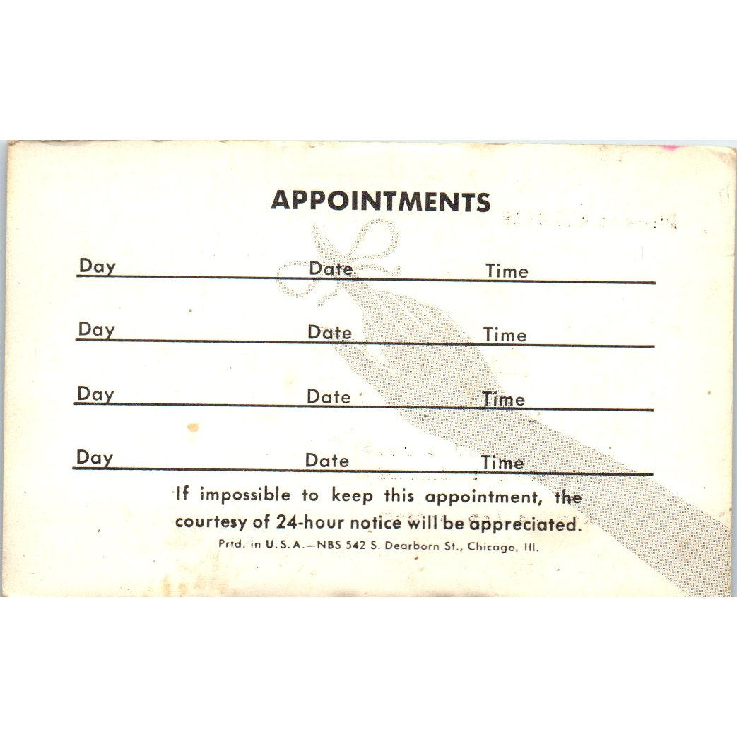 BJs Coiffures Marley Long Beach Appointment Vintage Business Card SD8-B10