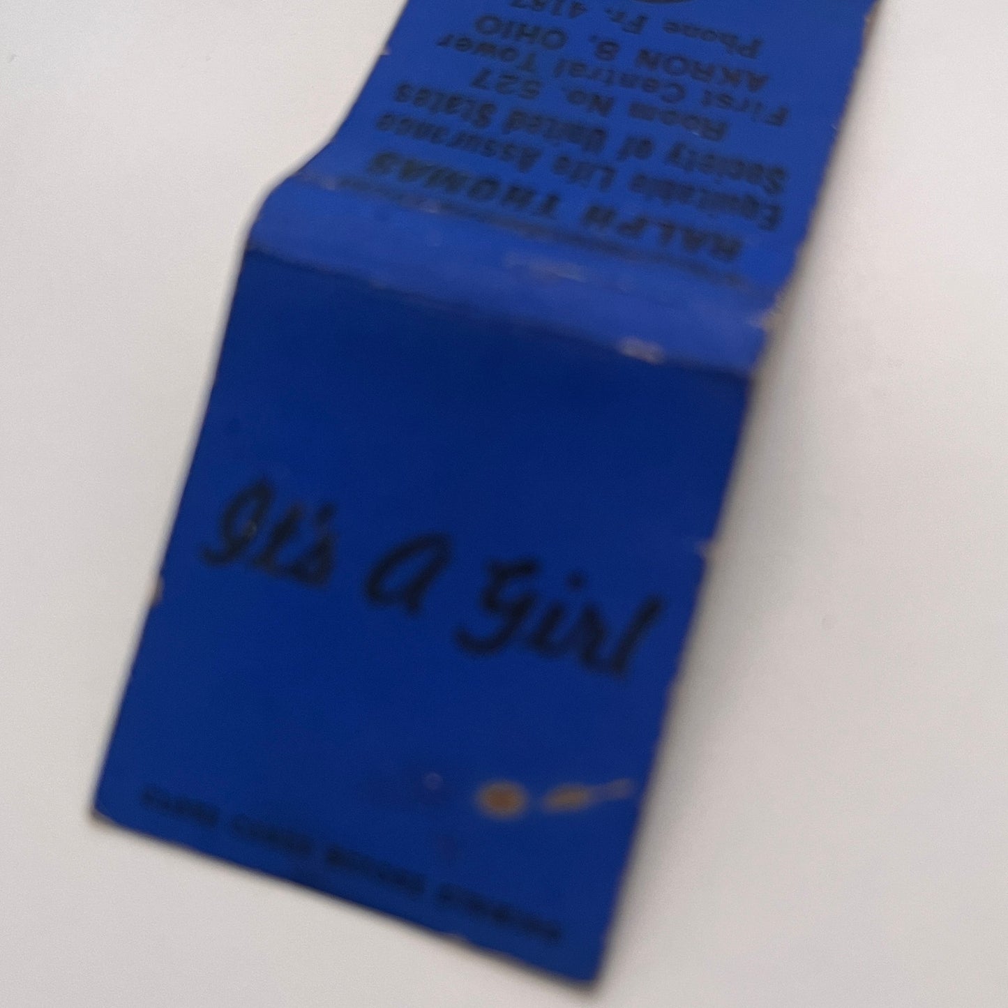 Ralph Thomas Equitable Life Akron OH Its a Girl Vintage Matchbook Cover TB8-MB-3